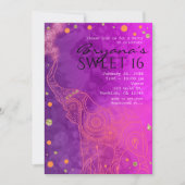 Olifant Paars Roze Oranje & Gouden Uitnodigingen (Voorkant)