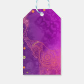 Olifant Paarse Roze Sinaasappel & Goud Custom Favo Cadeaulabel (Achterkant)