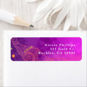 Olifant Paarse Roze Sinaasappel & Gouden Uitnodigi Etiket (Insitu)