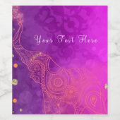 Olifant Paarse Roze Sinaasappel & Gouden Wijnlabel Wijn Etiket (Enkel label)