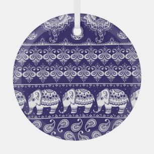 Olifant, paisley: tribal patroon. glas ornament