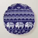Olifant, paisley: tribal patroon. rond kussen<br><div class="desc">Tribal naadloos patroon met olifant, paisley en lotus. Etnische Indiase achtergrond. retro kleur. Hand getrokken illustratie. Wallpaper, doek design, stof, papier, textiel, katoen Etnische rijkdom straalt uit tribale patronen. Olifant, paisley en lotus weven geschiedenis. Reis naar Indië met tribale olifant, paisley en lotuspatroon. Een cultuurfeest! thailand, textuur, decor, reizen, yoga,...</div>
