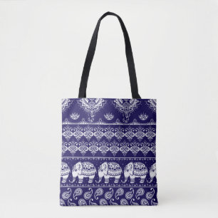Olifant, paisley: tribal patroon. tote bag