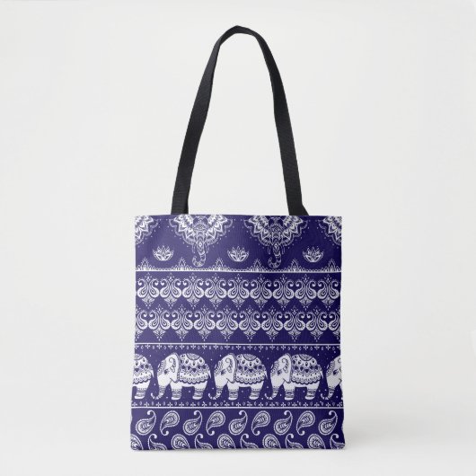 Olifant, paisley: tribal  patroon. tote bag (Voorkant)