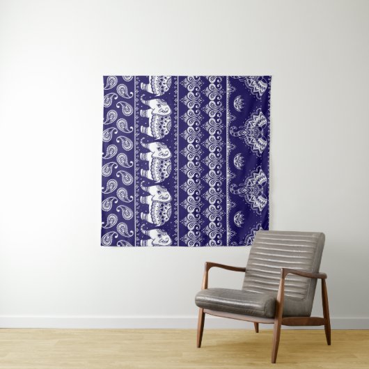 Olifant, paisley: tribal  patroon. wandkleed (In Situ (horizontaal))