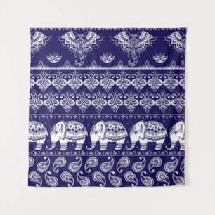 Olifant, paisley: tribal patroon. wandkleed