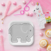 Olifant Papier Borden, 7" Vierkante Papier Bord (Feest)