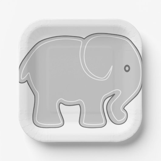 Olifant Papier Borden, 7" Vierkante Papier Bord (Voorkant)