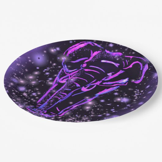 Olifant papier Borden in Paarse roze Sterrennacht Papieren Bordje (Gekanteld)