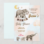 Olifant Parade Baby shower Kaart (Voorkant / Achterkant)