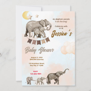 Olifant Parade Baby shower Kaart