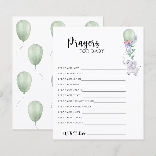 Olifant - Party spel | Gebed voor baby (Voorkant / Achterkant)