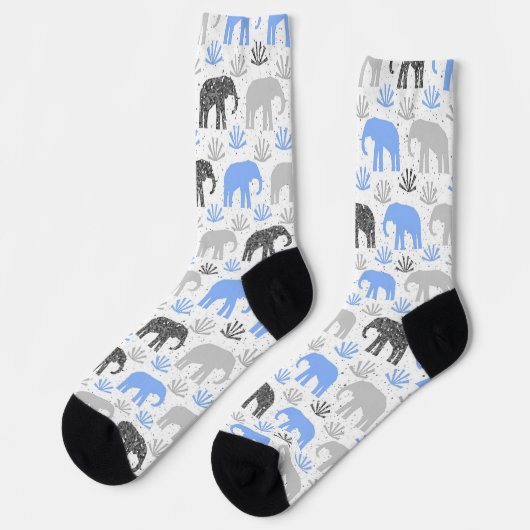 Olifant patroon grijs blauwe glitters sokken (Links)