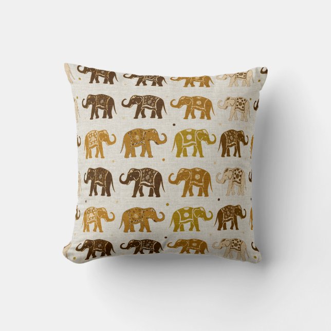Olifant patroon linnen look kussen (Voorkant)