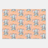 Olifant Peach Fuzz Baby shower Schattige Girly Flo Inpakpapier Vel (Voorkant 2)