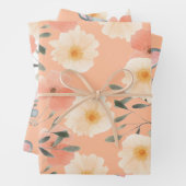 Olifant Peach Fuzz Baby shower Schattige Girly Flo Inpakpapier Vel (In situ)