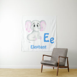Olifant personaliseer ABC: Letter E - Voeg je naam Wandkleed