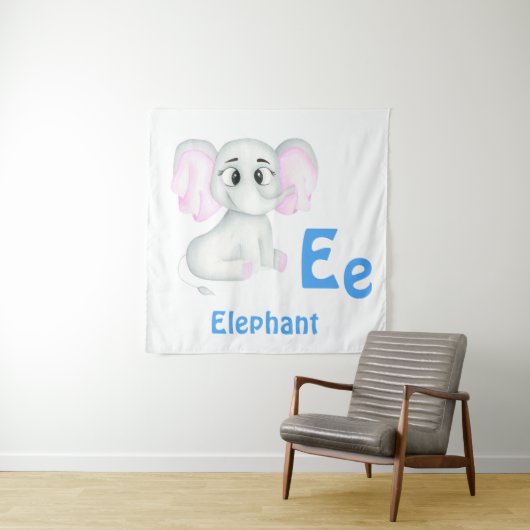 Olifant personaliseer ABC: Letter E - Voeg je naam Wandkleed (In situ)