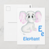 Olifant personaliseer ABC: Letter E - Voeg uw naam Briefkaart (Voorkant / Achterkant)