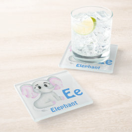 Olifant personaliseren ABC: Letter E - Jouw namen  Glazen Onderzetter
