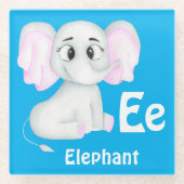Olifant personaliseren ABC: Letter E - Jouw namen Glazen Onderzetter (Voorkant)