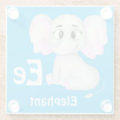 Olifant personaliseren ABC: Letter E - Jouw namen Glazen Onderzetter (Achterkant)