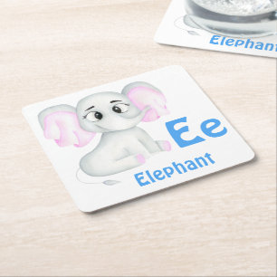 Olifant personaliseren ABC: Letter E - Jouw namen  Kartonnen Onderzetters
