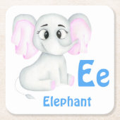 Olifant personaliseren ABC: Letter E - Jouw namen Kartonnen Onderzetters (Voorkant)