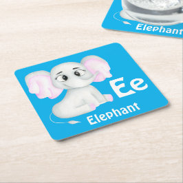 Olifant personaliseren ABC: Letter E - Jouw namen  Kartonnen Onderzetters