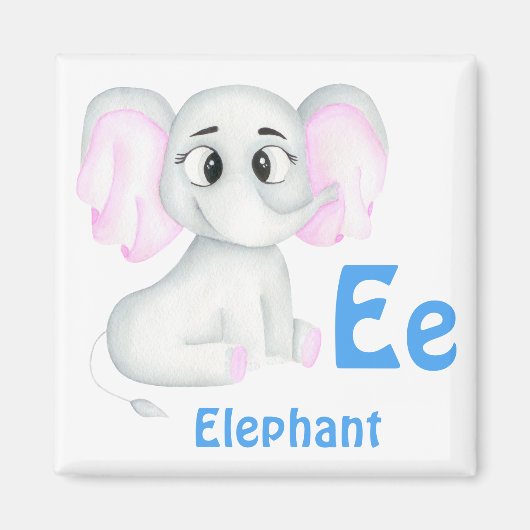 Olifant personaliseren ABC: Letter E - Jouw namen  Magneet (Voorkant)