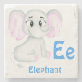 Olifant personaliseren ABC: Letter E - Jouw namen  Stenen Onderzetter (Voorkant)