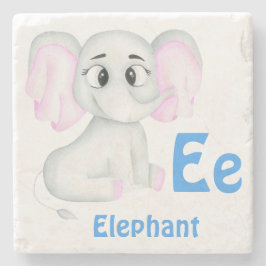 Olifant personaliseren ABC: Letter E - Jouw namen  Stenen Onderzetter