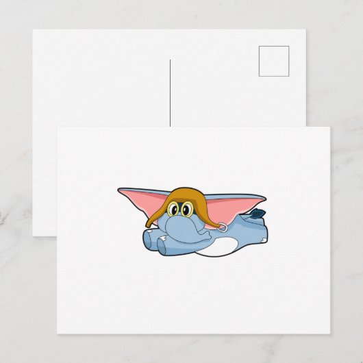 Olifant Piloot Pet hoed Briefkaart (Voorkant / Achterkant)