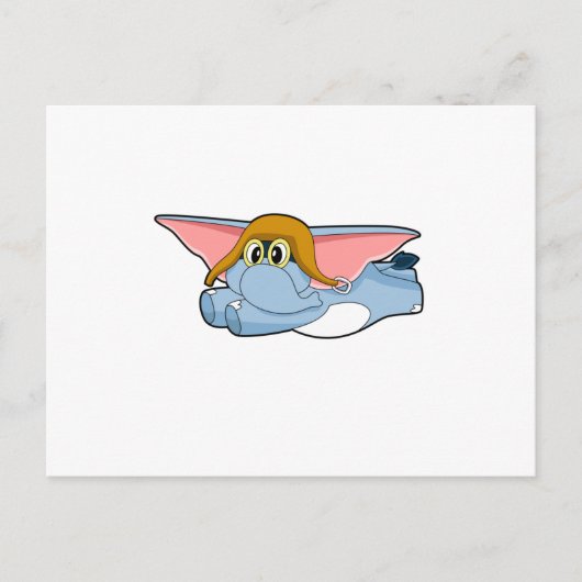 Olifant Piloot Pilotenpet Briefkaart (Voorkant)