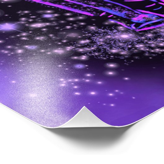 Olifant Poster in Paarse roze Sterrennacht (Hoek)