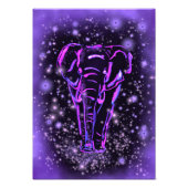 Olifant Poster in Paarse roze Sterrennacht (Voorkant)