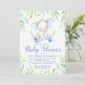 Olifant Prince Baby Shower Uitnodigingen (Staand voorkant)