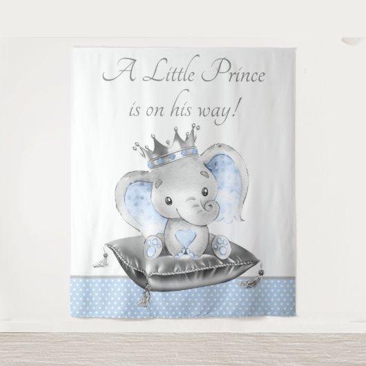 Olifant Prins Baby Shower Banner Achtergrond Wandkleed (Voorkant)