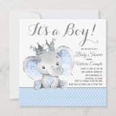 Olifant Prins Baby Shower Kaart (Voorkant)