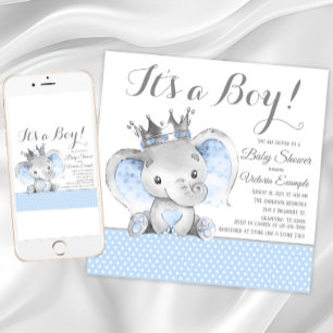 Olifant Prins Baby Shower Kaart