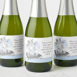 Olifant Prins Baby Shower Mini Mousserende Wijn La Sparkling Wijnetiket