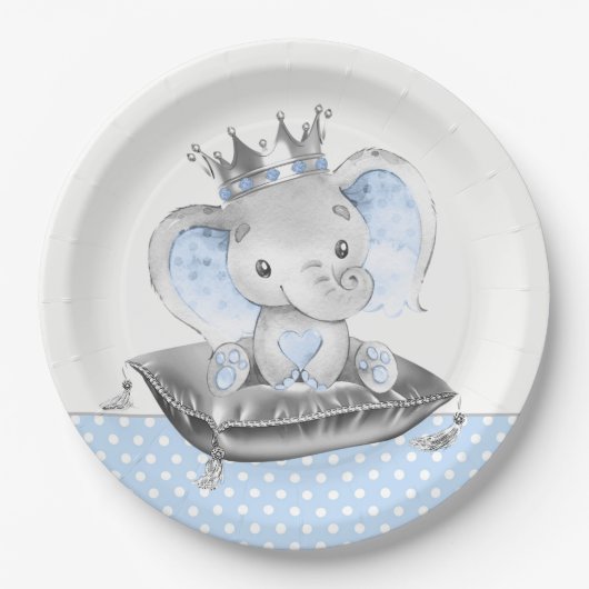 Olifant Prins Baby Shower Papieren Bordje (Voorkant)