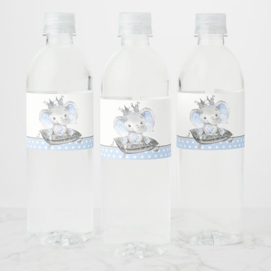 Olifant Prins Baby Shower Waterfles Etiket (Flessen)