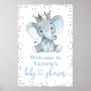 Olifant Prins Glitter Baby Shower Welkom Bord Poster