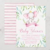 Olifant Prinses Baby Douche Uitnodigingen (Voorkant / Achterkant)