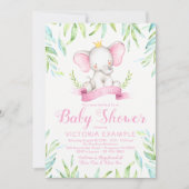 Olifant Prinses Baby Shower Uitnodigingen (Voorkant)