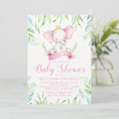 Olifant Prinses Baby Shower Uitnodigingen (Staand voorkant)