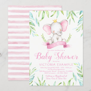 Olifant Prinses Baby Shower Uitnodigingen