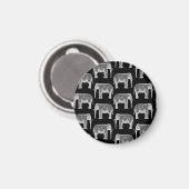  olifant print patroon zwart-wit kunst magneet (Voorkant / Achterkant)