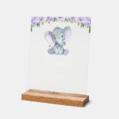 Olifant, Purple Flowers, Baby shower Momosa Bar Acryl Bord (Hoek)